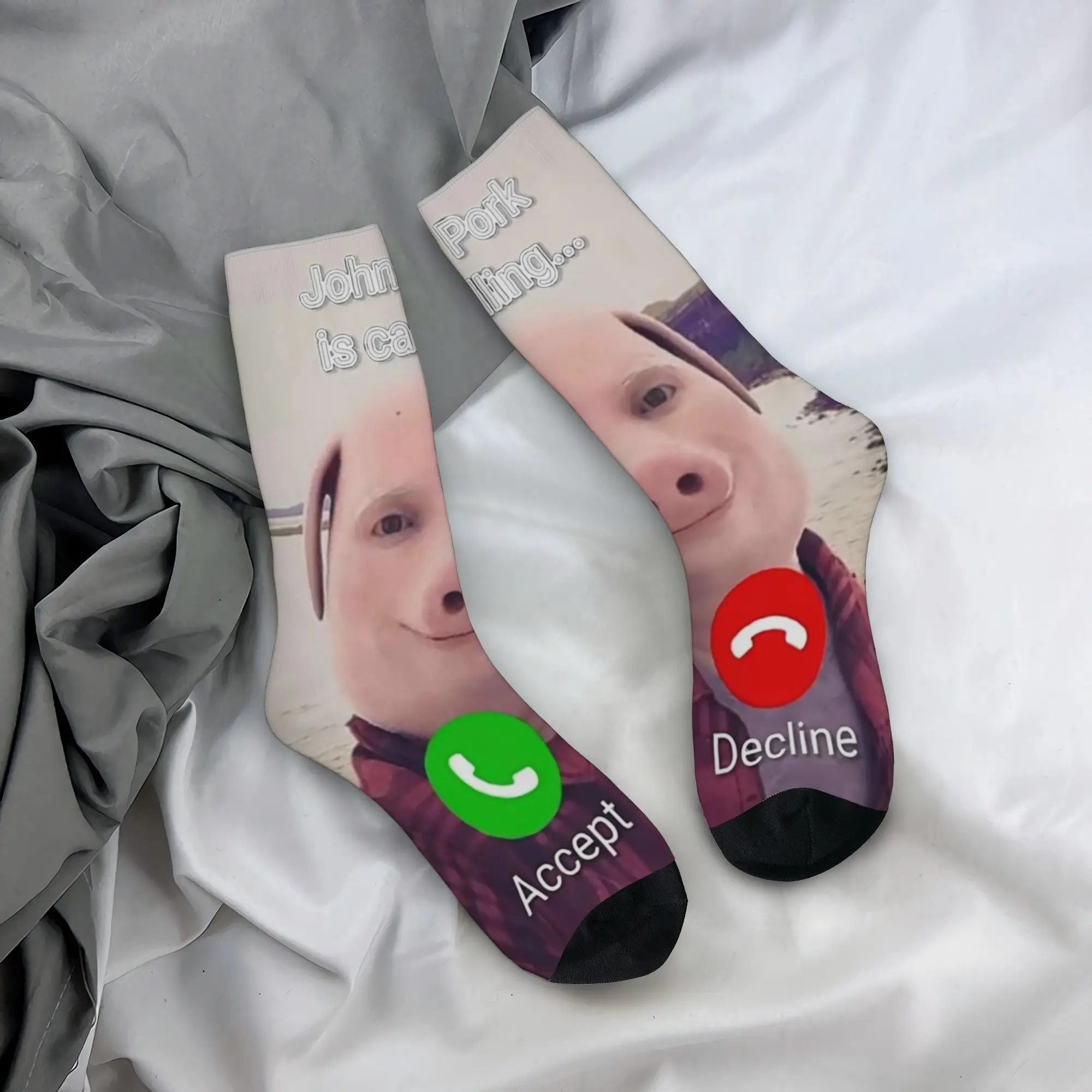 John Pork Is Calling Funny Meme Socks Merchandise For Men Women  Soft Socks Soft Birthday Present