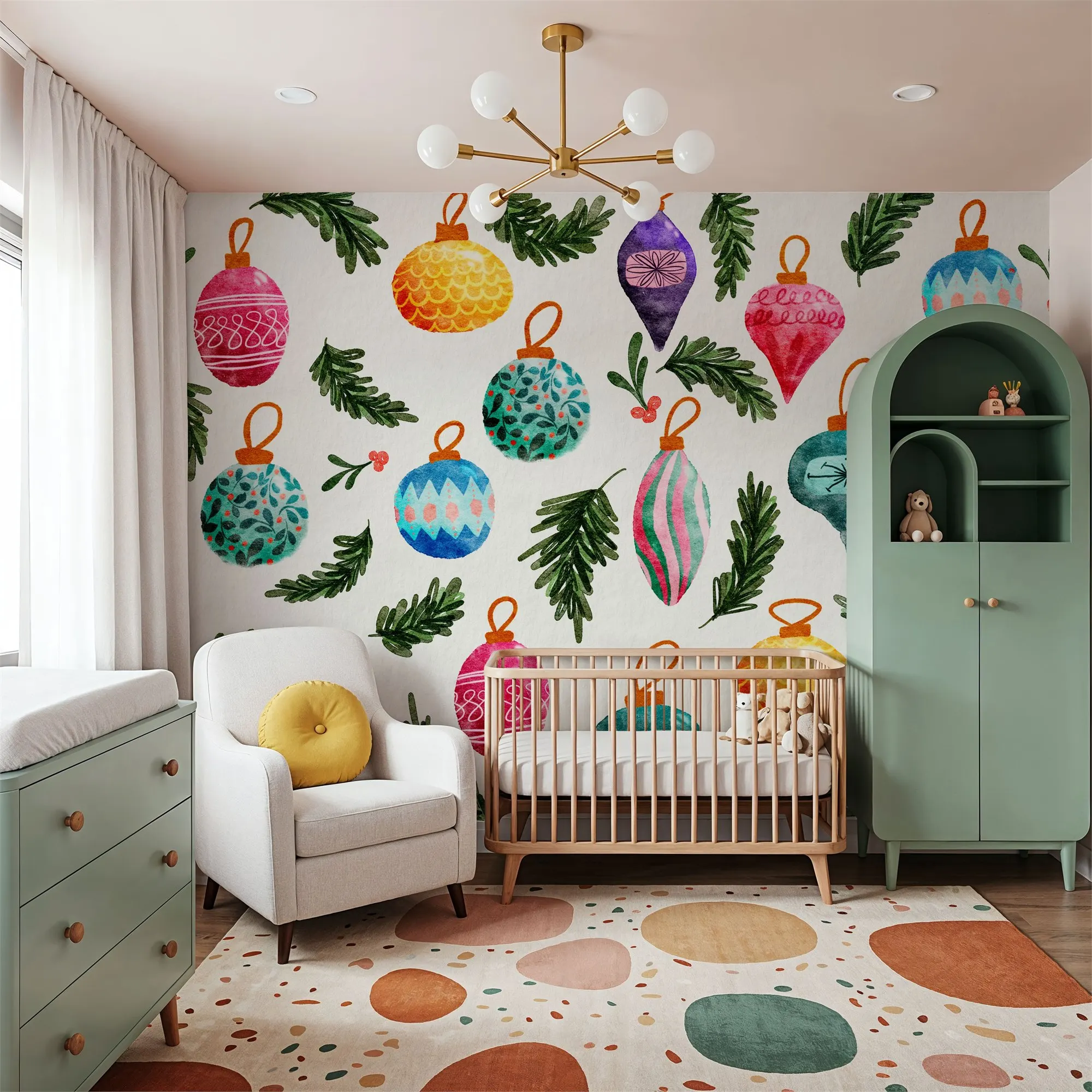 Custom Christmas Ornaments Wallpaper for Walls Made to Measure Large Wall Mural