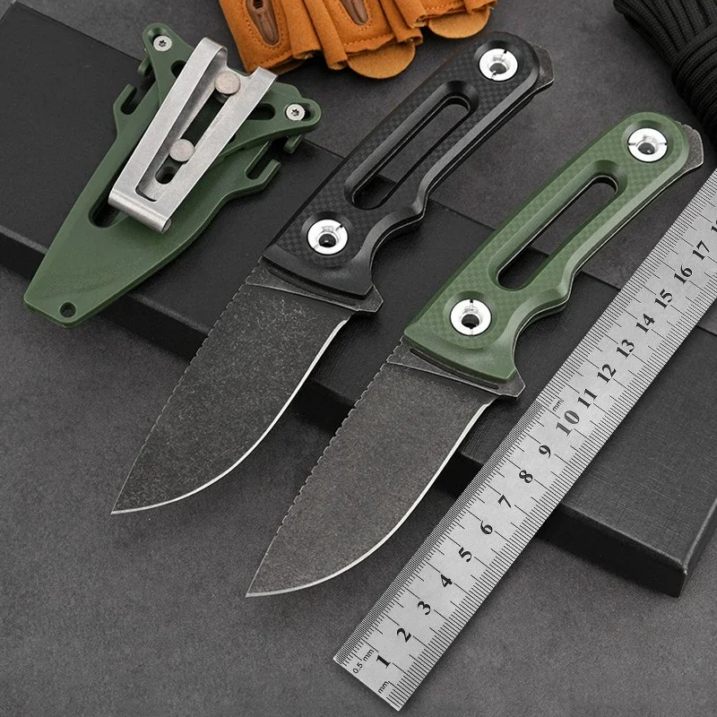 سكين مستقيم للبقاء على قيد الحياة البري EDC سكين حبل قطع للدفاع عن النفس في الهواء الطلق مقبض نايلون عارضة متكاملة سكين مستقيم صغير #2