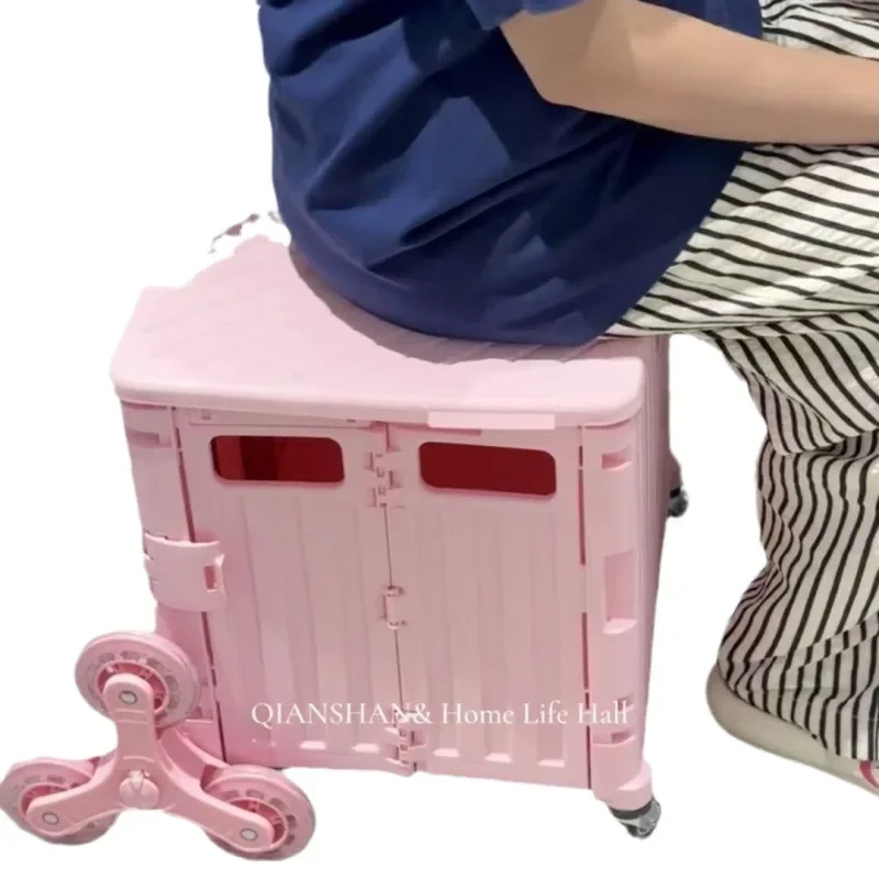 

Pull away to buy vegetables, take the courier, climb the stairs, pull the trolley by hand, , shopping trolley with cover