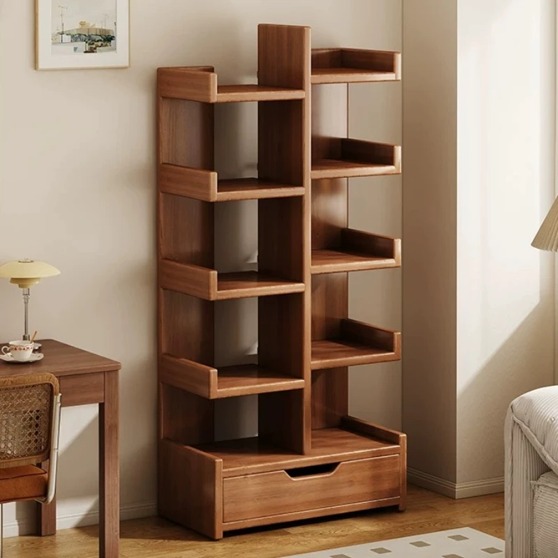Creative Tree-Shaped Wooden Bookshelf Multi-Tier Storage Organizer for Books Plants Decor Ideal for Living Room & Bedroom