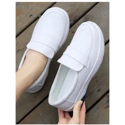 2024 Spring autumn new nurse shoes women white leather women shoes air cushion black work shoes Platform small leather shoes