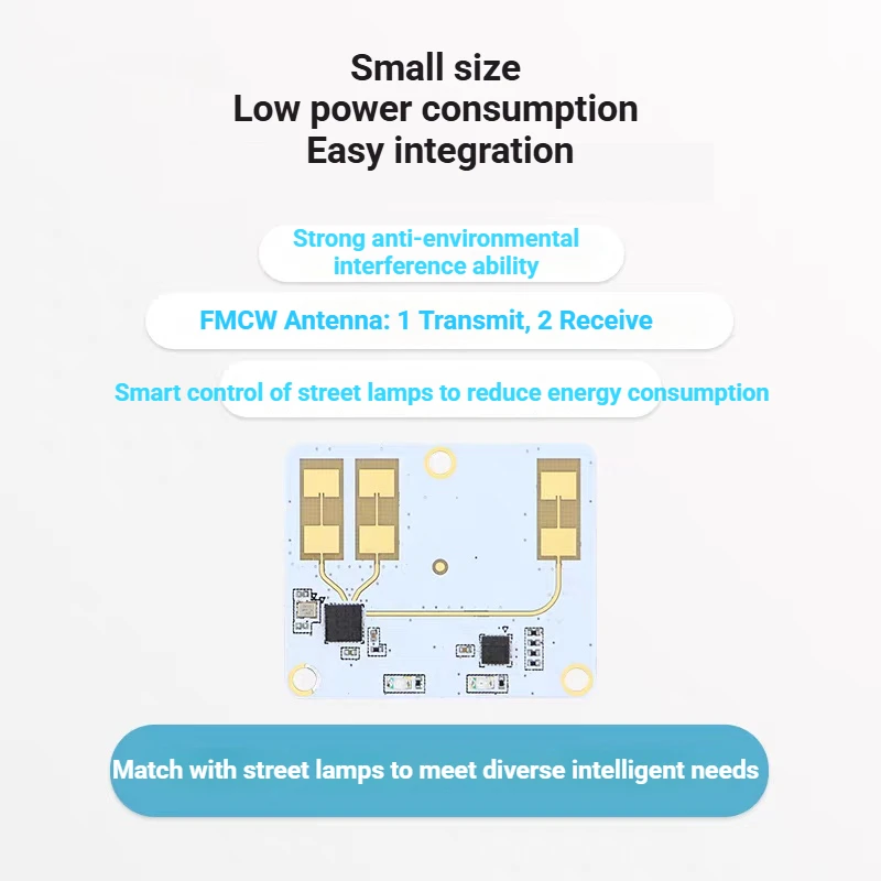 SRR236 24GHz Mmwave Radar Module, Smart Street Lamp Low-energy Speed & Distance Measurement Sensor Radar Module