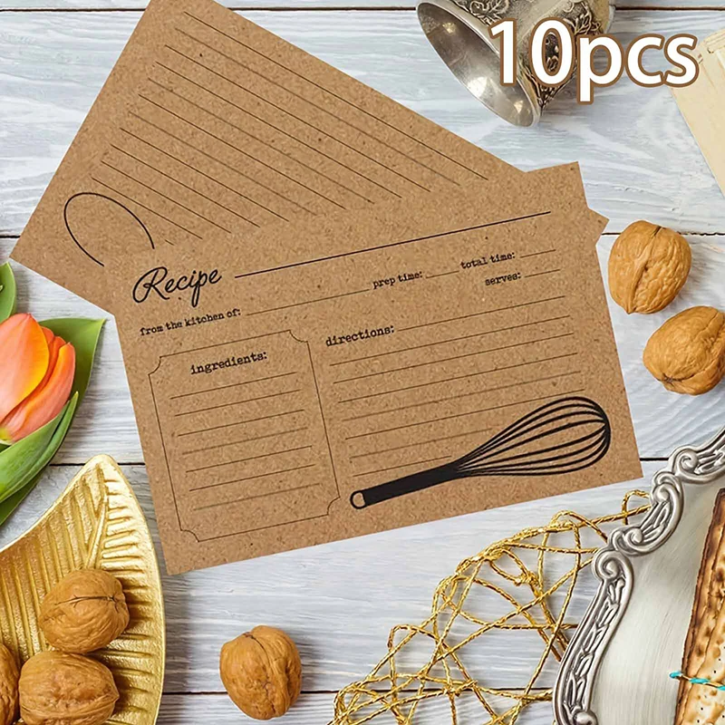 Tarjetas de recetas de doble cara para cocina, 10 piezas, 4x6 pulgadas, para hornear, organización de almacenamiento