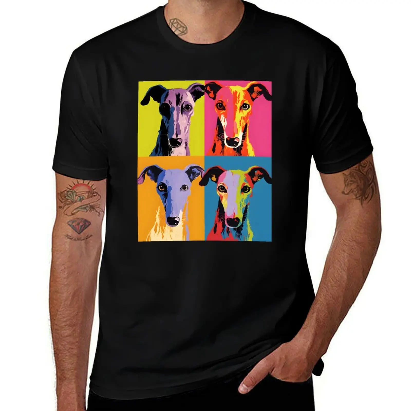 

Galgo espanol portrait art. animal colorful. Animal throw pillow. T-Shirt vintage clothes graphics luxury clothes men