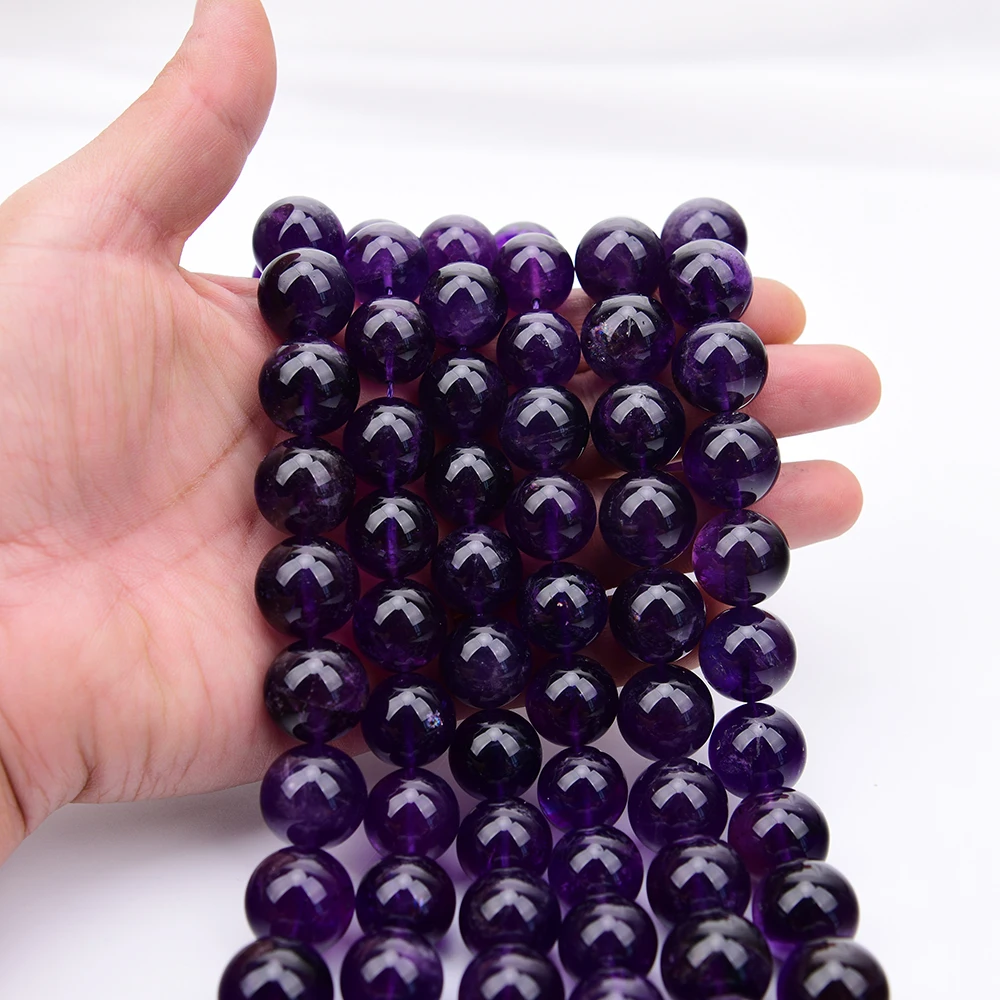 APDGG 17mm AA+ Natural Deep Purple Amethyst Quartz Smooth Round Loose Beads Strands 15.5
