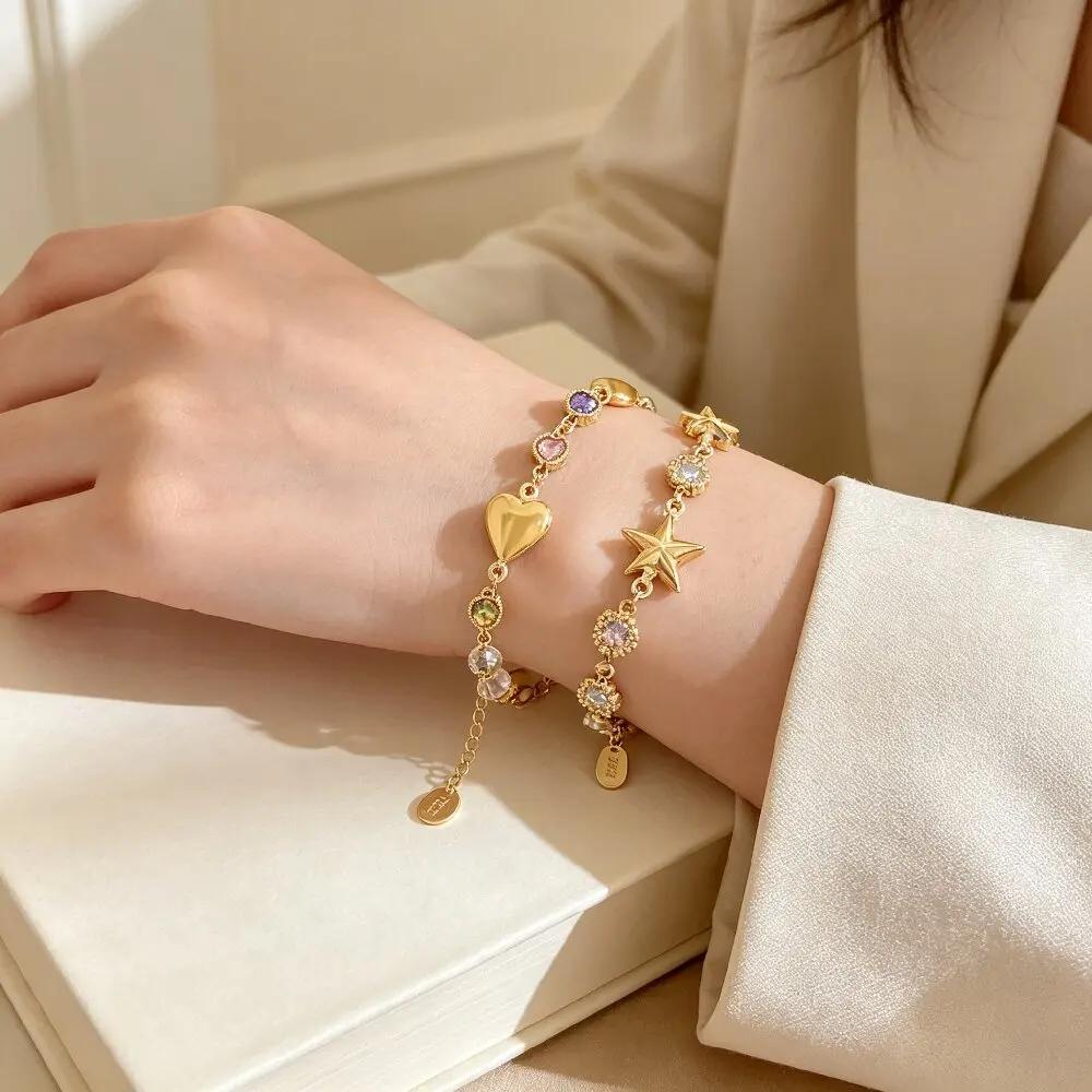 Greatera Brand Woman Dainty Stainless Steel Adjustable Bracelet Trendy Glass Drill Hand Chain Party Classic Waterproof Jewelry