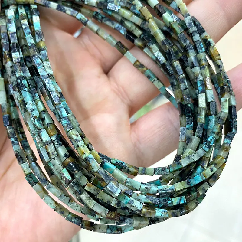 2*4mm Natural Stone Beads Square Round Cylinder African Turquoise for Jewelry Making Diy Bracelet Necklace Accessories 15inch