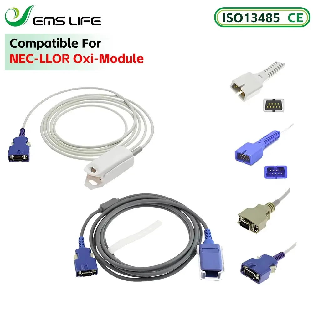 

Медицинские расходные материалы EMSLIFE, датчик насыщения кислорода в крови Spo2, совместимый с осевым модулем NEC-LLOR N395 N595 N560 DS100A DOC-10