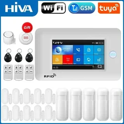 Hivi-ワイヤレス家庭用アラームシステム,Wi-Fi,GSM,モーションセンサー,Tuya,smartlifeアプリ,庭用アラーム