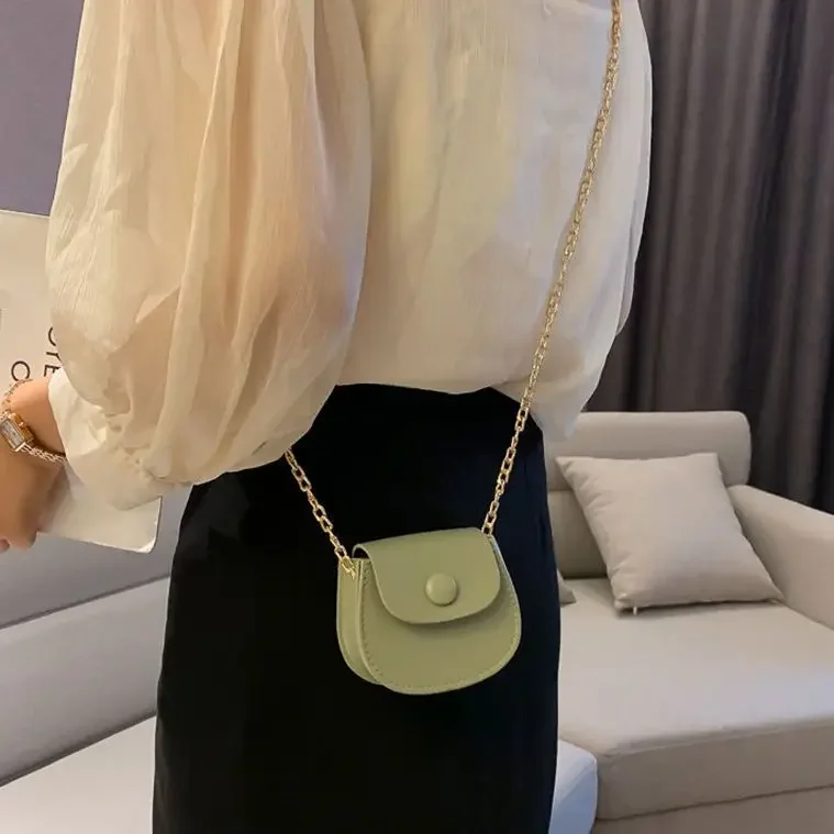 

Women Mini Saddle Bags PU Leather Spring Summer Girls Long Chain 2021 Ins Popular One-shoulder Messengers Cross Body