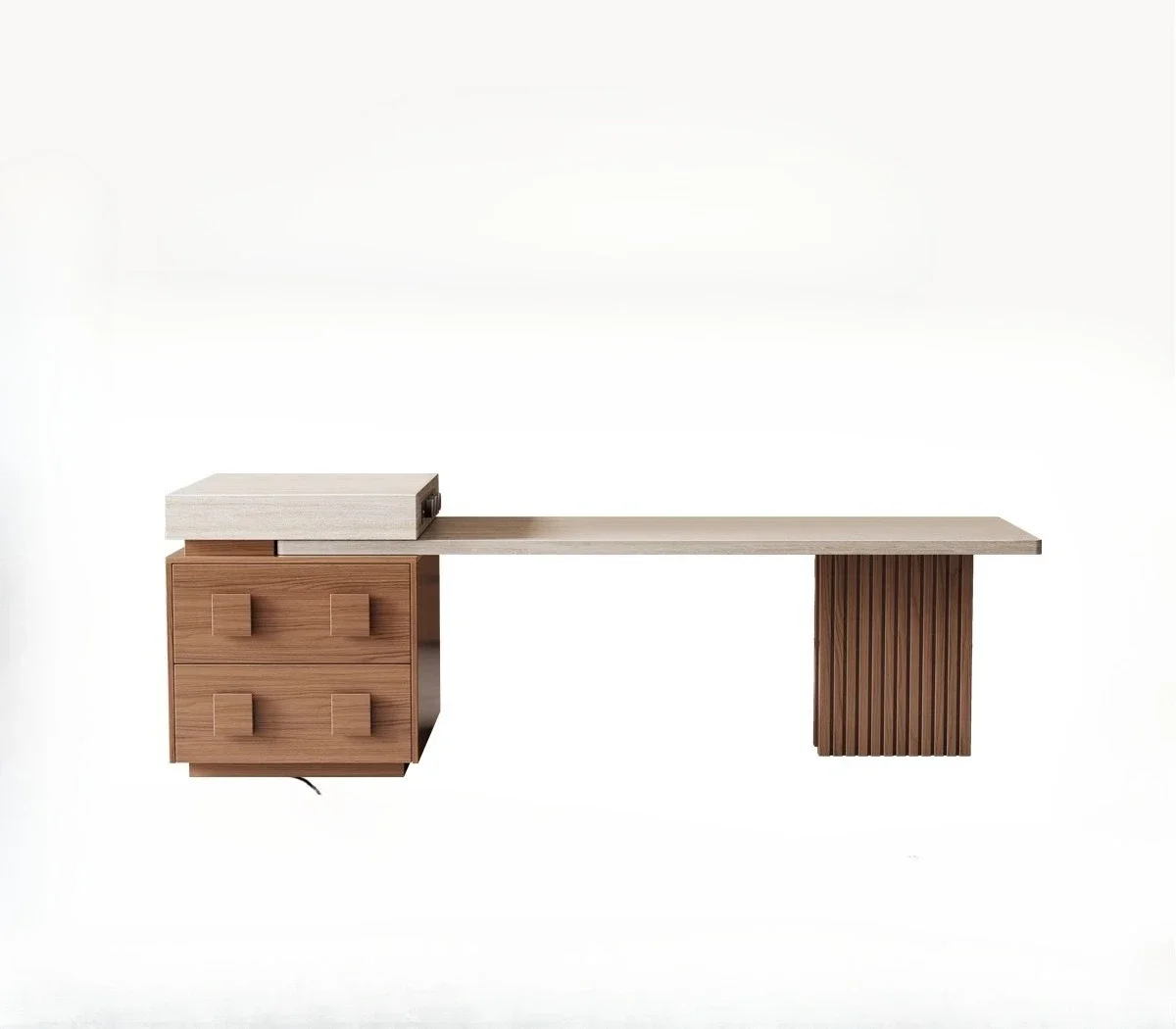 

Rock slab dining table integrated retractable simple bar