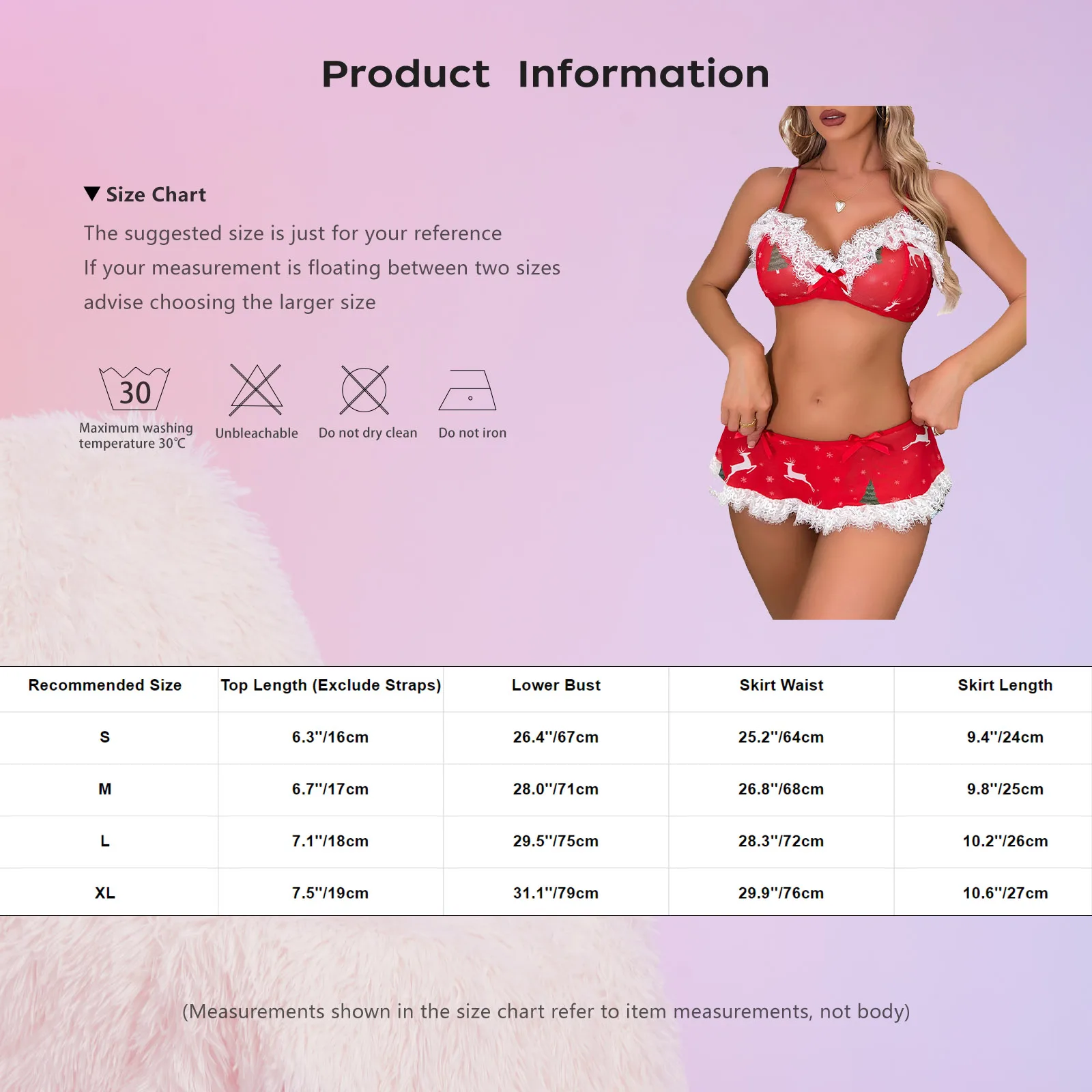 Women Sexy Christmas Eve Lingerie Set Lace Trim Xmas Print Bra Top with Skirted Briefs Carnival Party Cosplay Nightwear Clubwear