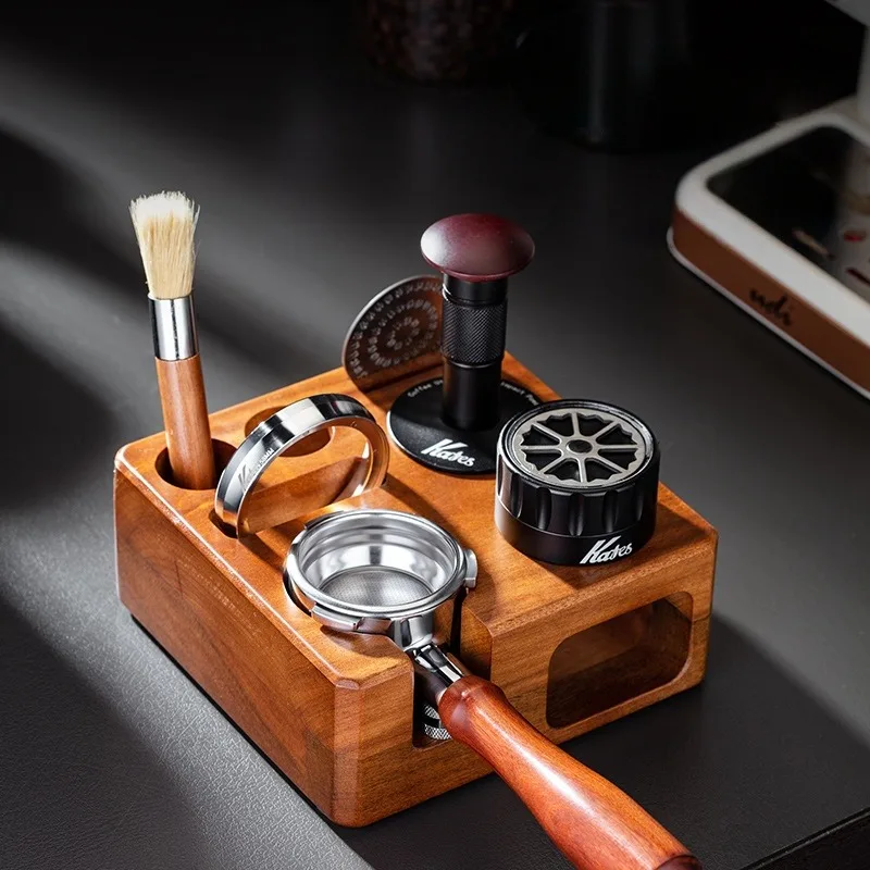 

Pressing Seat Walnut Coffee Powder Pressing Set Distributor Tamper Storage Base Square Solid Wood Exquisite Durable Scratch