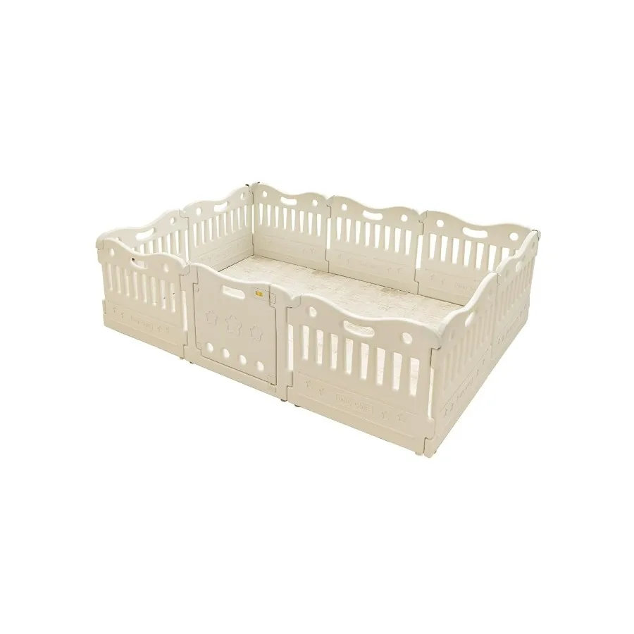 

Очень большой детский манеж с двойной блокировкой - безопасный игровой коврик Funzone для малышей - полный комплект цвета туманно-серый