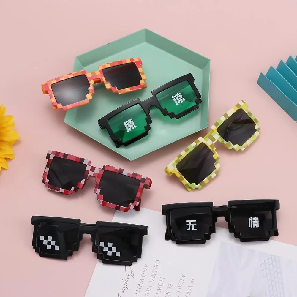 Funny Cosplay Photo Props Halloween Party Disco Glasses Gamer Robot Sunglasses Decorative Shades Pixelated Mosaic Glasses