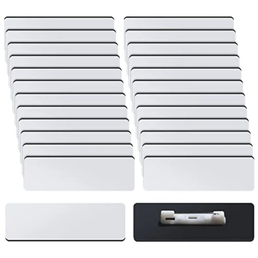 

Заготовки для именных бейджей 1x3 дюйма, пустые идентификационные бейджи с креплением на булавке для офисных работников, студентов, персонализированные бейджи