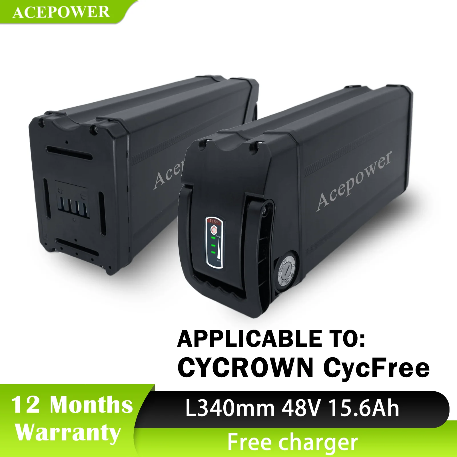 

For CYCROWN CycFree Ebike Battery 48V 15.6Ah Battery for CYCROWN CycFree Folding Ebike Batteries