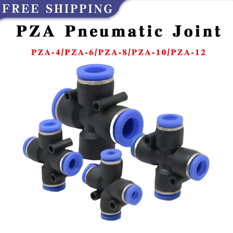 

50/100/500/1000Pcs PZA Pneumatic Quick Connector 4 Way Cross Fitting Push In 4-12mm 1/8-1/2" Male Thread High Quality Fitting