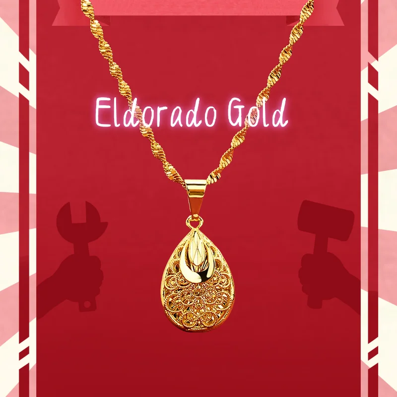 

Boutique 9999 Gold Necklace Water Drop Pendant 24K Real Gold Women's Clarbone Chain Hollow Pendant Generous Fashion JewelryValen