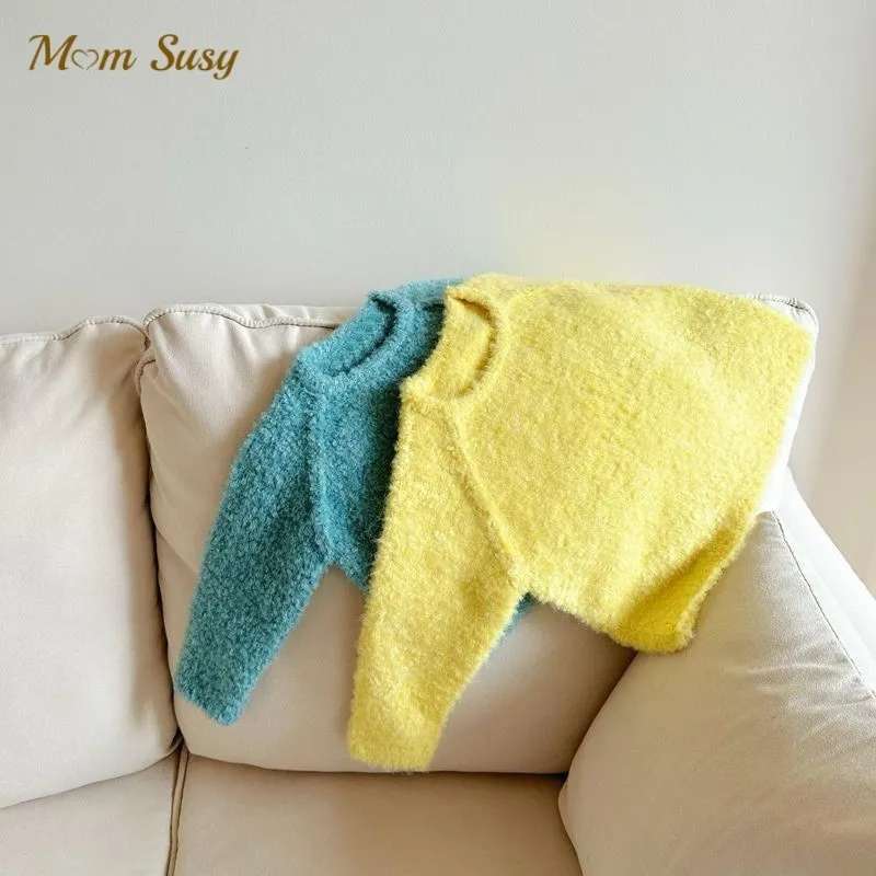 

Fashion Baby Boy Girl Cotton Fluffy Knit Sweater Autumn Winter Spring Child Warm Sweater Pullover Solid Color Baby Clothes 1-12Y