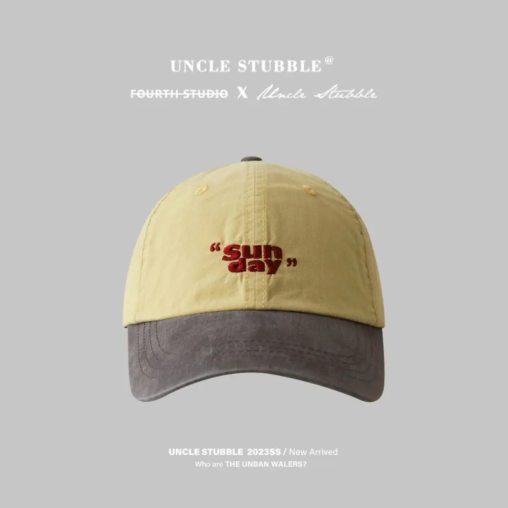 Stitching and Contrasting Colors Casual Baseball Cap Korean Style Soft Top Outdoor Retro Sports Hat Soft Top Peaked Cap Man's