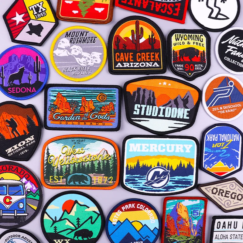 Outdoor Travel Patch Mountain Patches On Clothes Sew On Patches For Clothing Applique On Fabric Nature Adventure Badge Stickers