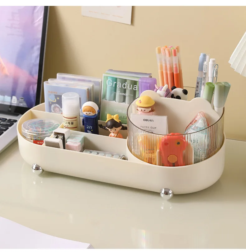 

С большим вращающимся ящиком для хранения, кистью для макияжа, губной помадой, пудрой, косметической коробкой, многофункциональной коробкой для хранения косметики