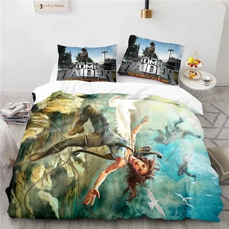 3D print Game Tomb Raider Bedding Set Boys Girls Twin Queen Size Duvet Cover Pillowcase Bed Kids Adult Home Textileextile