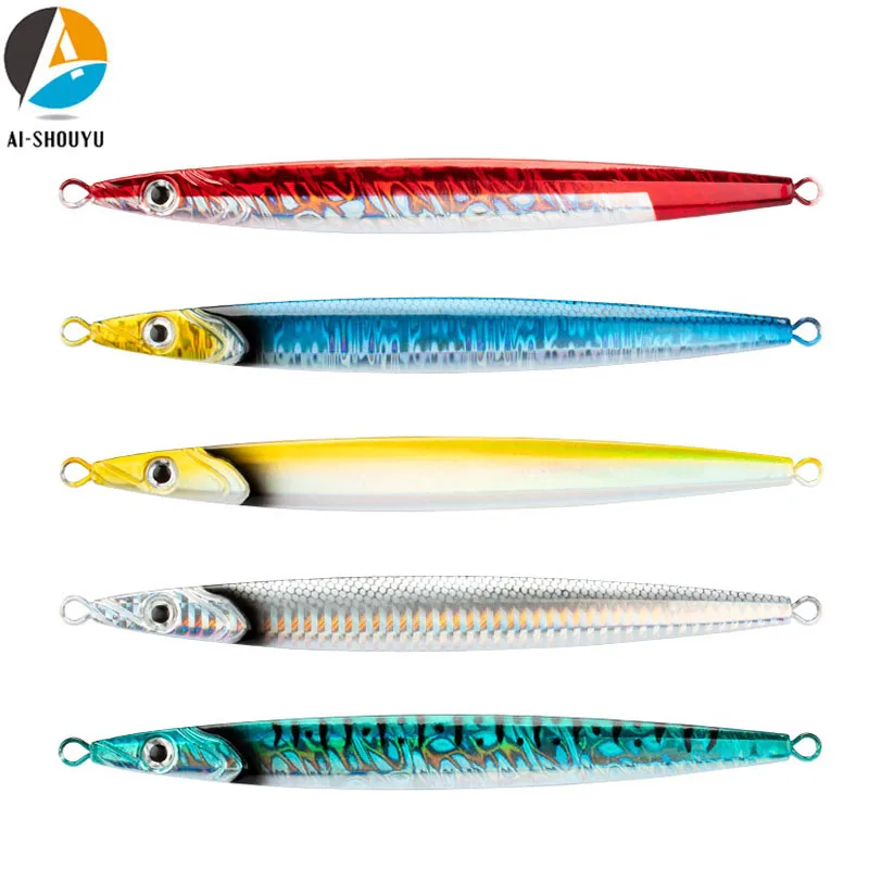 

AI-SHOUYU Metal Spoon Fishing Lure Wobblers Laser Lead Jigs Bait 160g/170mm with Assist Hook Slow Jigging For Sea Boat Fishing