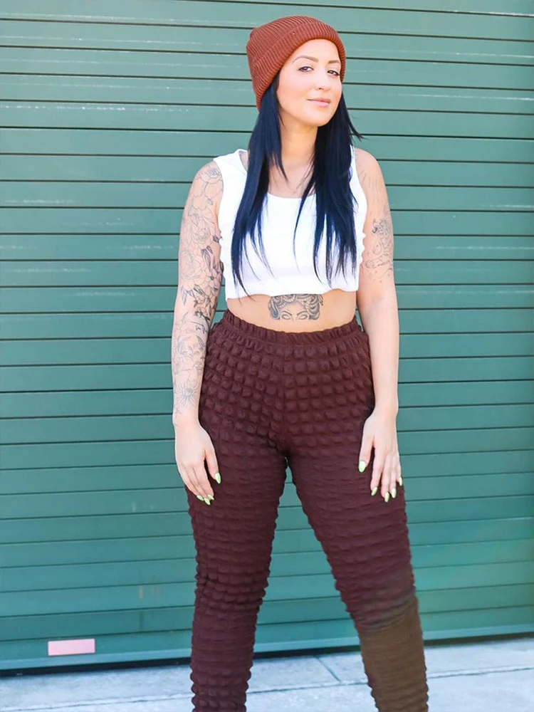 

GELITAYIN Fashion Pants Women Summer New Solid Pleated Casual High Waist Pencil Pants Streetwear Stretch Sexy Floor Length Trous