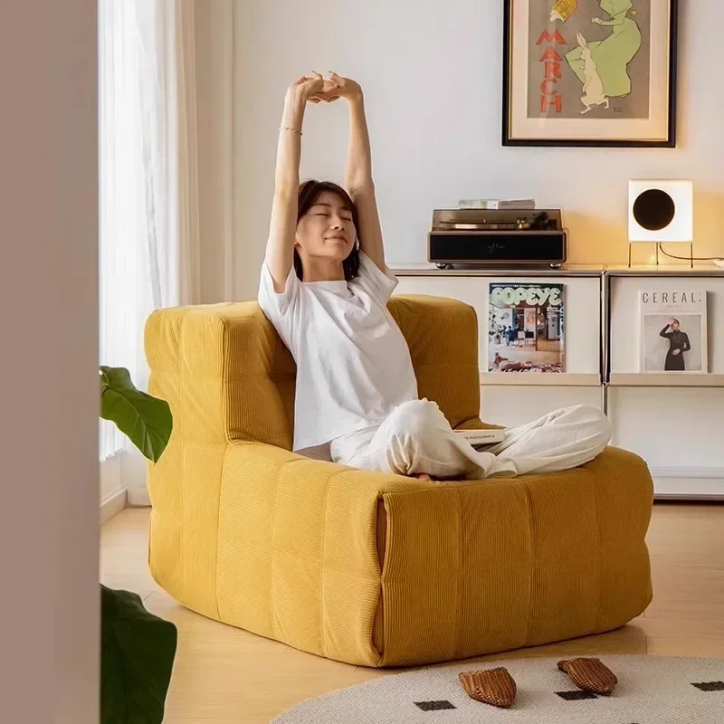 Inflatable Waffle Single Lazy Sofa Can Lie Down and Sleep Bedroom Balcony Tatami Vacuum Compression Sofa Corner Sofa Sofa Chair