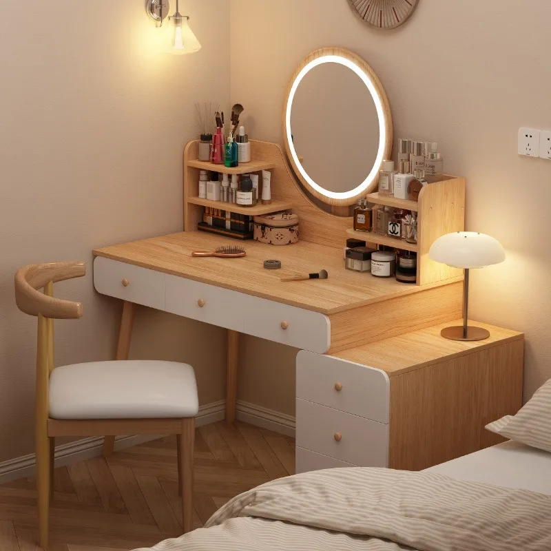 

Dresser bedroom modern simple new small apartment storage chest integrated desk smart makeup table makeup mirror