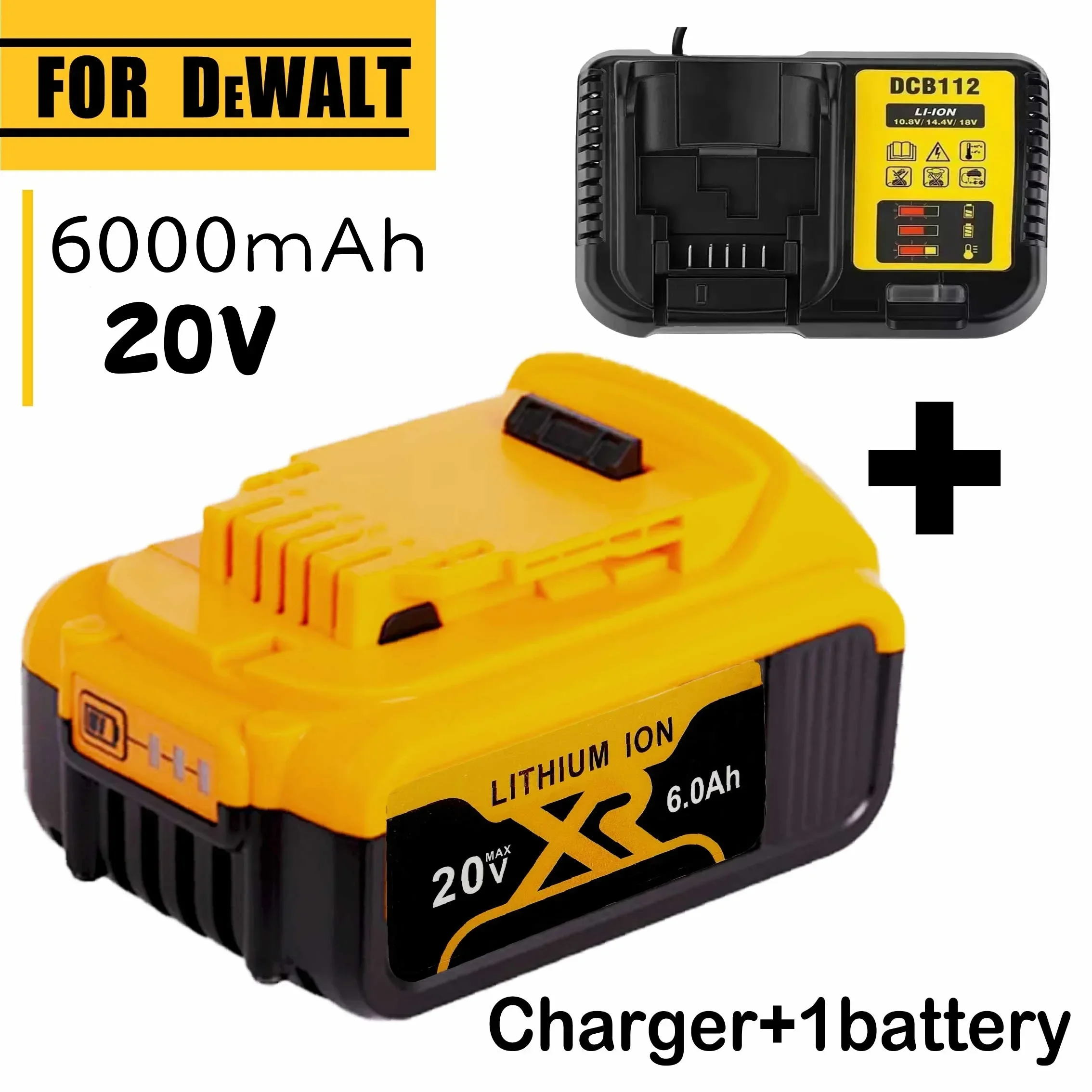 New Dewalt 20V 6.0Ah high-capacity tool battery, suitable for DCB200 DCB115 DCB118 18V/20V universal replacement battery