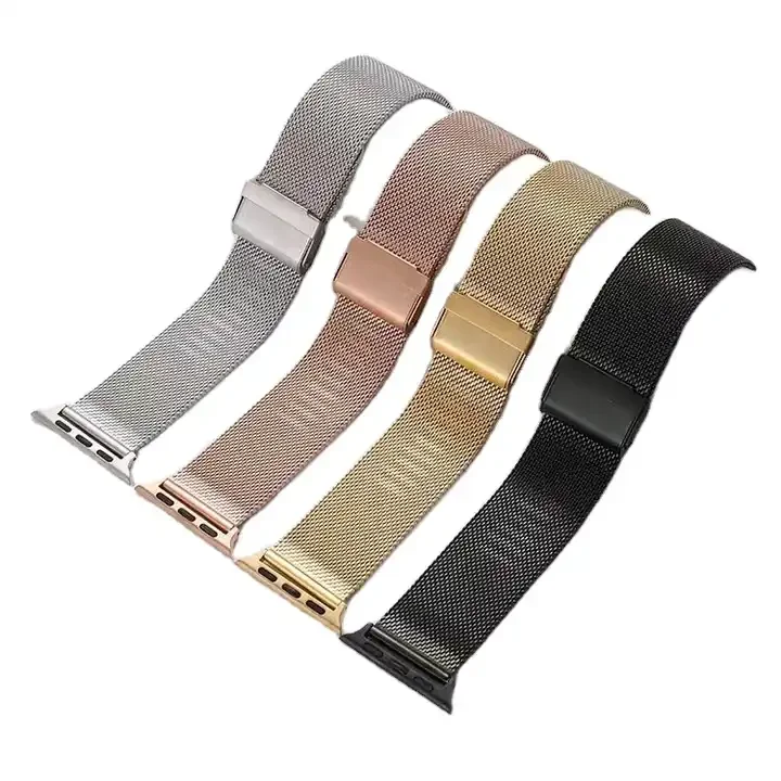 Luxury Metal Milanese Loop Metal Watch Bands 38mm 45mm Gold Stainless Steel Watch Band Strap For Apple Watch Band