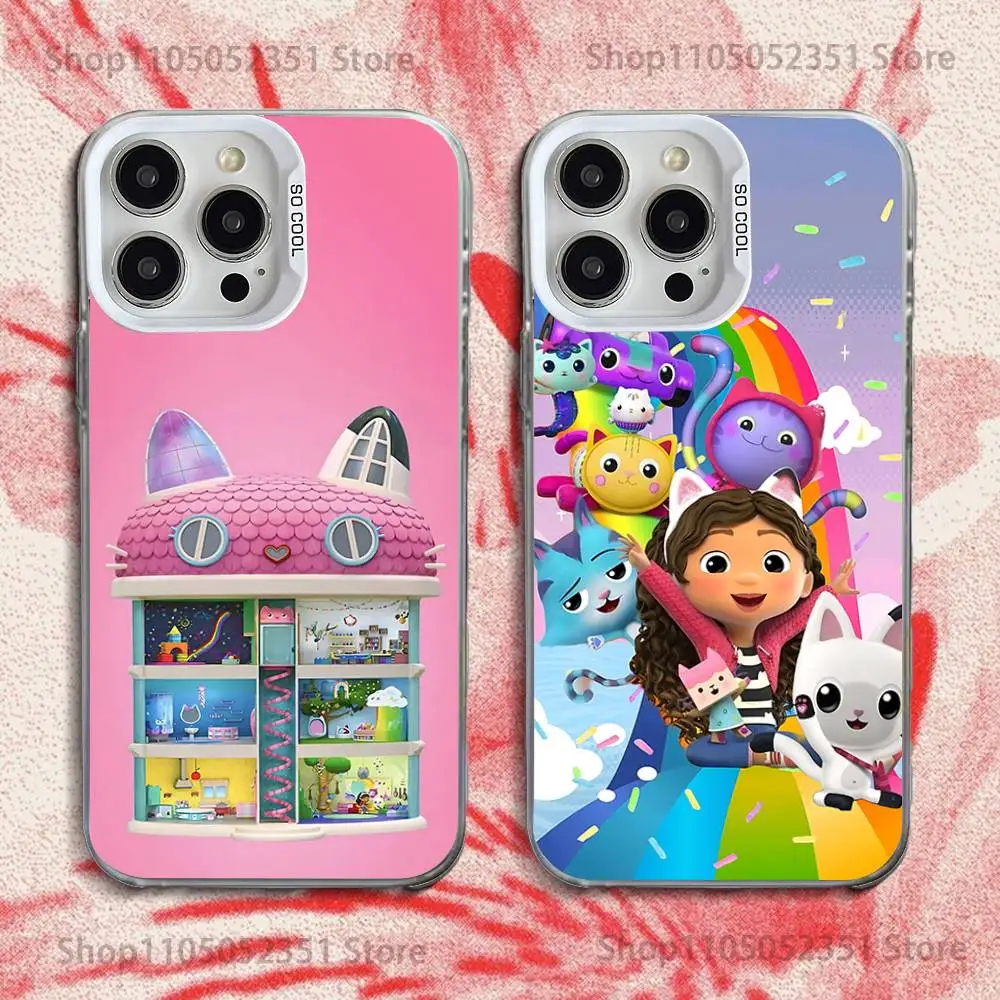 

Cartoon G-Gabbys D-Dollhouse Phone Case For iPhone 16,15,14,13,12,11,Pro,XS,Max,Plus,Mini,SE White Candy Matte Shockproof Cover