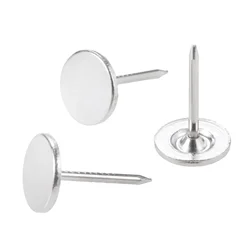 50pcs/set Silver Upholstery Nails Flat Head Metal Pushpin 11mmx17mm Vintage Tacks Antique Stud Jewelry Case Wine Box Sofa Decor