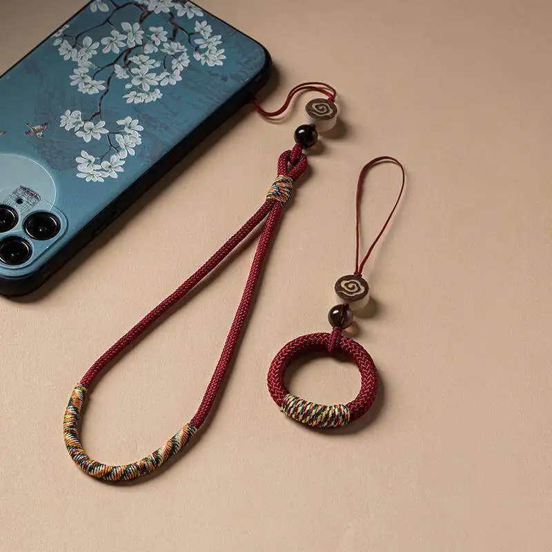 Hot Sale Chinese Style Short Phone Lanyard - USB Flash Drive Pendant, Braided Finger Ring Holder For Men And Women - Key Anti-Lost Pendant Rope Charm