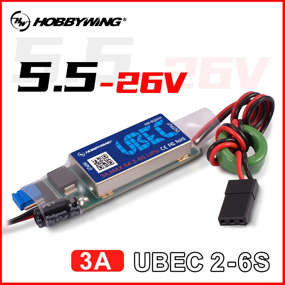 

Hobbywing UBEC 3A 2-6S Lipo 5,5-26 В модуль стабилизации мощности UBEC 5 В/6 В, регулируемый для радиоуправляемых вертолетов, большое фиксированное крыло