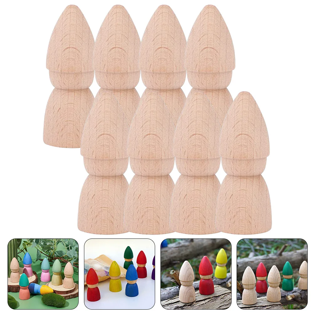 

8pcs Diy Unfinished Wooden Peg Kids Art Crafts Smooth Surface Blank For Painting Sand Table Decorative Wood Craft Ornament