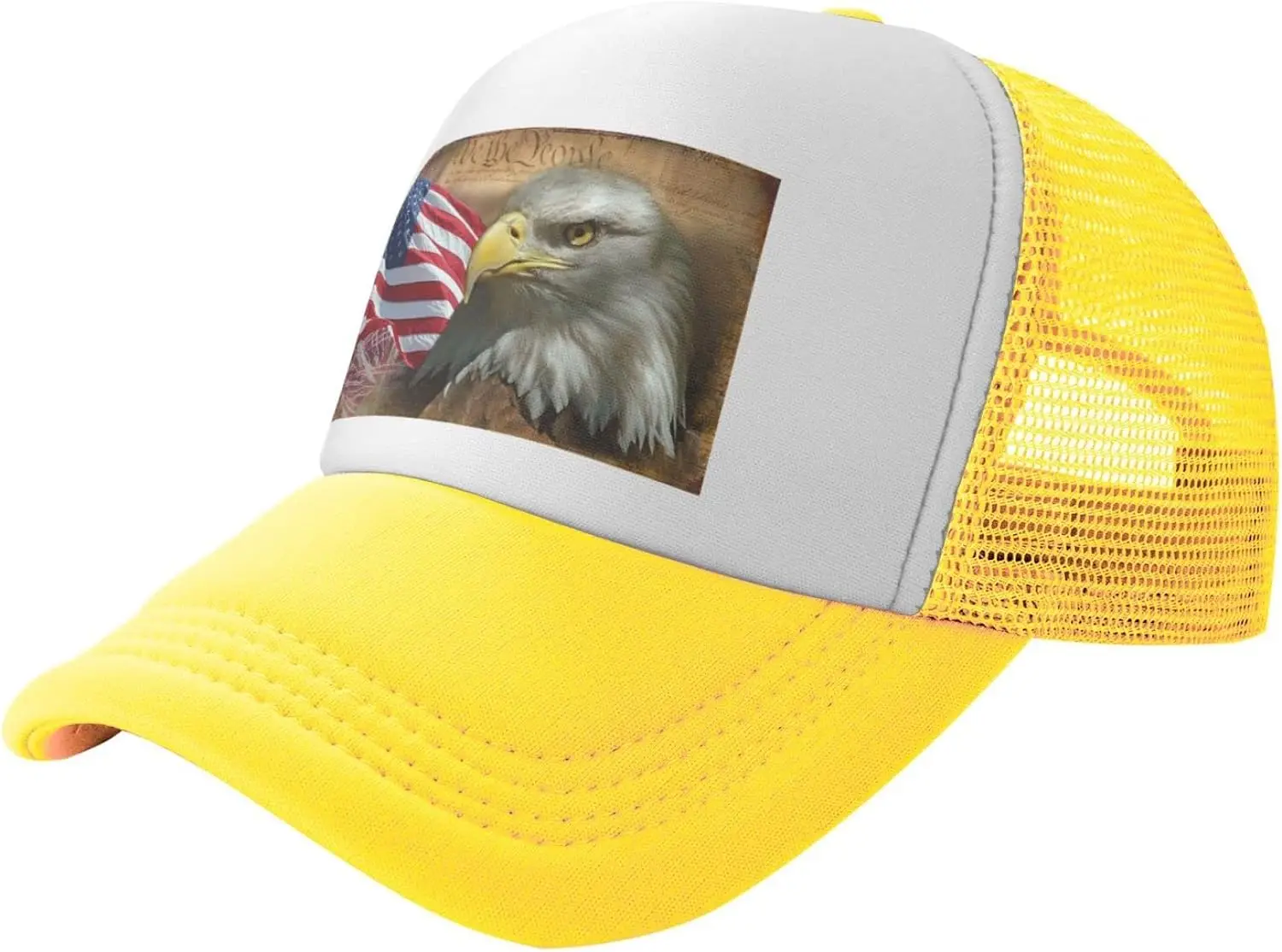 USA Vintage American Flag Bald Eagle Mesh Baseball Cap Dad Hat Trucker Hat Sun Cap