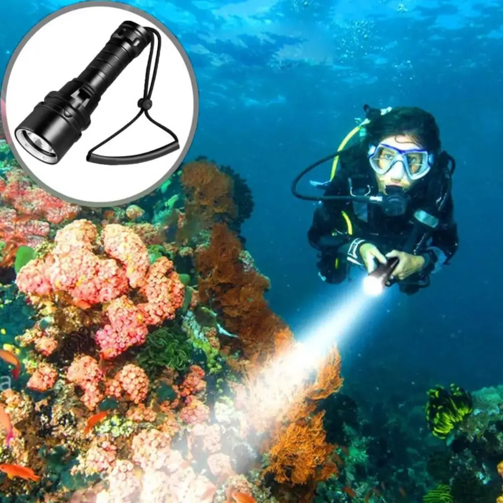 

High Power Diving Flashlight IP68 Waterproof LED Light LED Diving Flashlight Deep Sea Hand Rope Professional Diving Light