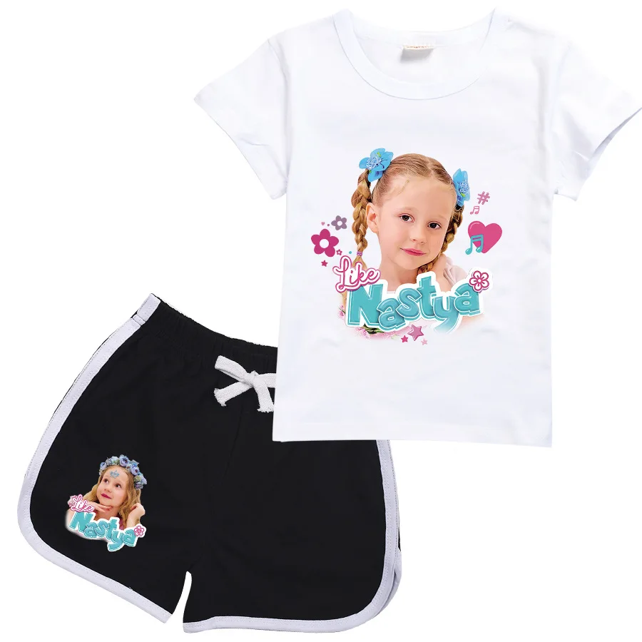 Lovely Like Nastya T Shirt Kids Summer Short Sleeve T-shirt and Shorts 2pcs Sets Toddler Girls Outfits Children Casual Sportsuit