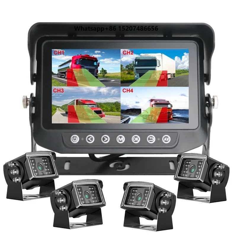 7 Inch Waterproof Screen Car DVR  Split Screen  Ai Detection AHD 1080P Rear View  Reversing for Truck Boat