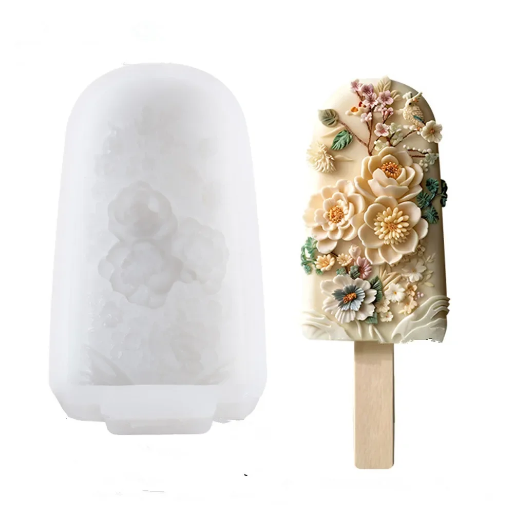 

Popsicle Silicone Models Reusable Flowers Handmade Ice Cream Models Tools For Ice Pop Making Kitchen Bar Festive Party Supplies