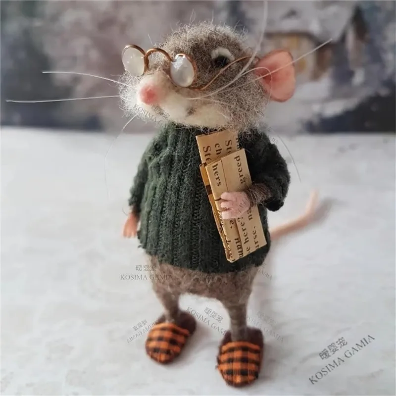 Handmade Needle Felted Mouse Kit Winter Christmas Wool Felt Craft Ornament Gift Cute DIY Festive Home Decor