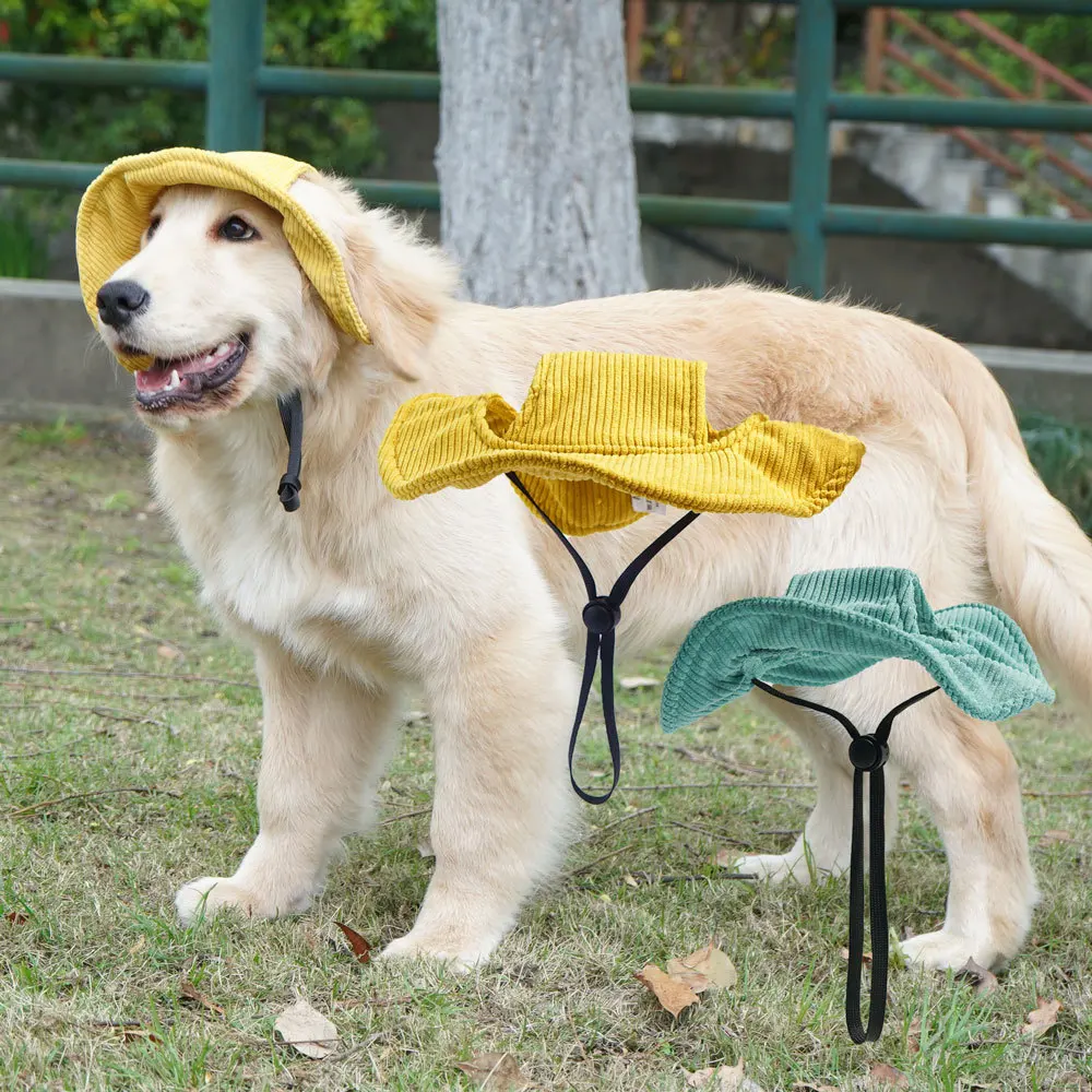 Pet Summer Sun Hat Photo Dressing Sun Hat Corduroy Cute Headwear Puppy Accessories for Small Dogs