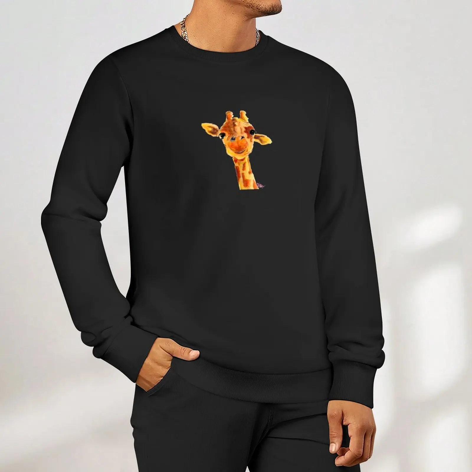 GiRaFFe Zoo ANiMaL PriNTS 'ToMMY' GiRaFFe GiFTS BY SHiRLEY MaCARTHuR بلوفر رجالي قميص من النوع الثقيل الجديد