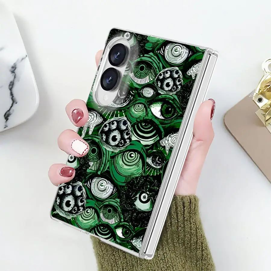 Transparent Phone Cover Case for Samsung Galaxy Z Fold 8 ZFold 8 PC Hard Luxury ZFold8 Green Eyes Print