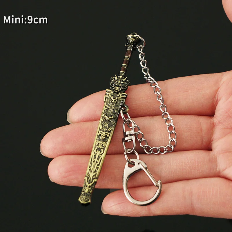 China Ancient sword Fengshen KeyChain Katana Ancient Han Sword Weapon with Sheath Metal Weapon Toy Key Chain for Boys